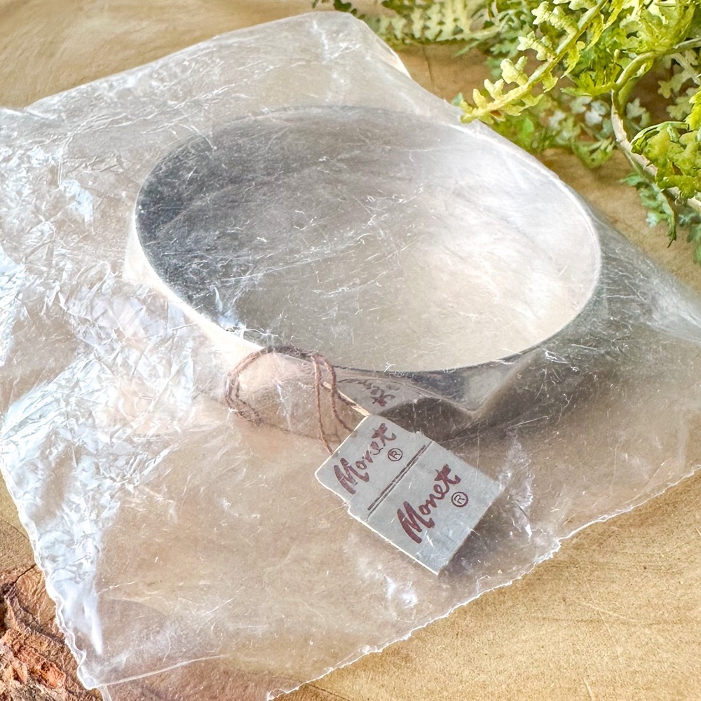 NEW! Vintage MONET Geometric Silver Stacking Bangle Bracelet